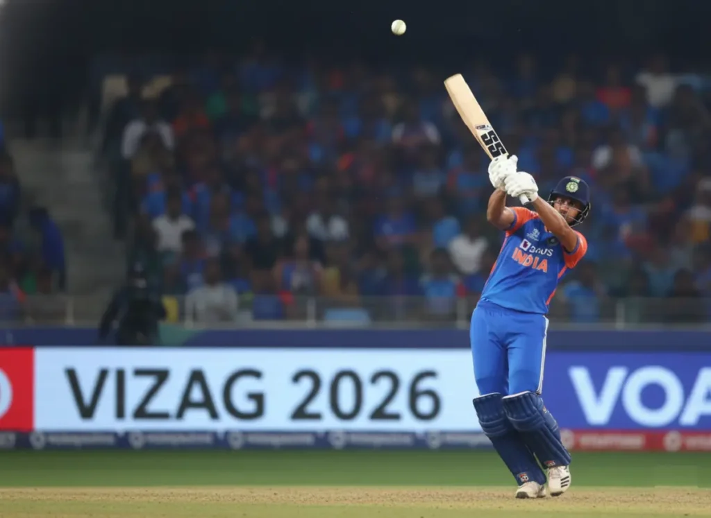 Shivam dubey hitting six in Vizag